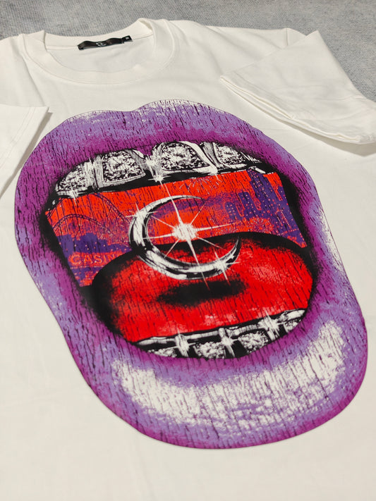 WHITE SHORT SLEEVE 'NIRVANA RETROCADE' TEE BY CLUB LOWLIFE